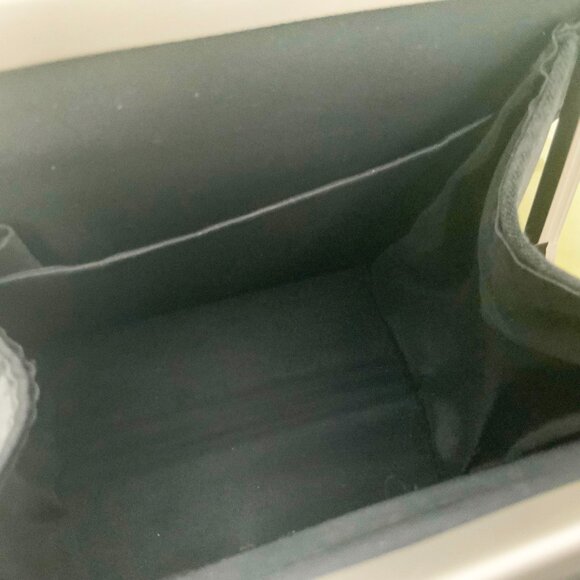 Mini Black Satin Handbag with Silver Chain Top Handle - Picture 9 of 10